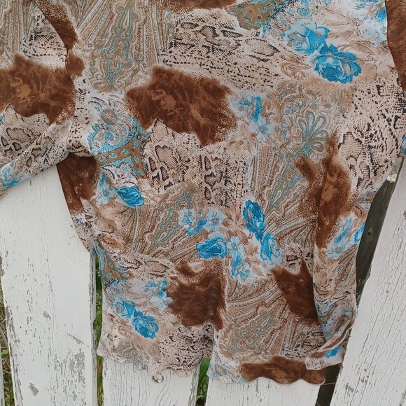 MXM Brown and Blue Patterned Blouse - Picture 2 of 9